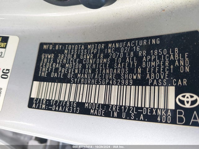 Toyota Corolla Le Plus 2016 5YFBURHE5GP462989 Image 9