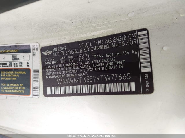 2009 MINI COOPER WMWMF33529TW77665 Photo 8