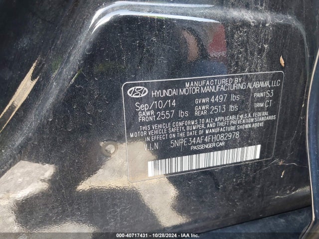 5NPE34AF4FH082978 Hyundai Sonata Limited