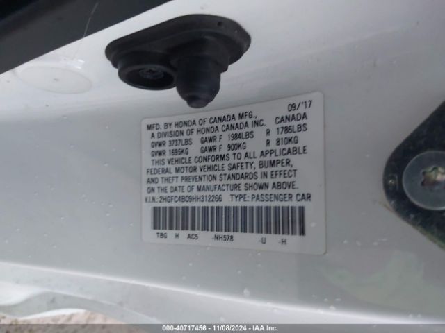 2HGFC4B09HH312266 Honda Civic Lx-p