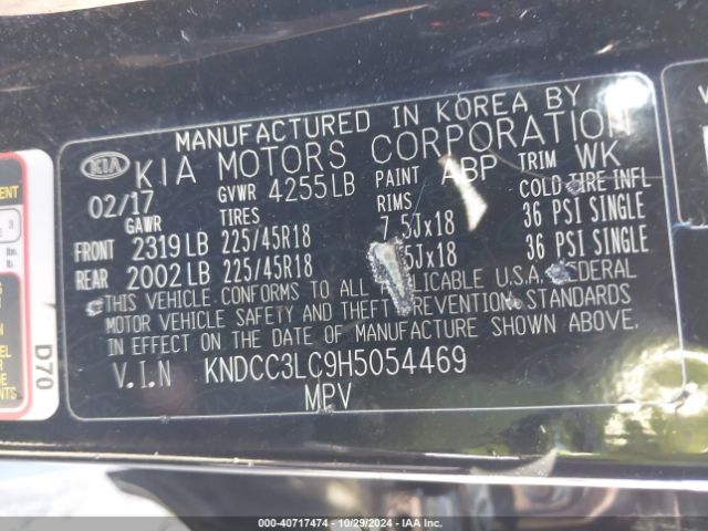 KNDCC3LC9H5054469 KIA NIRO EX