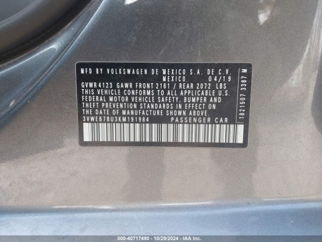 3VWEB7BU3KM191984 Volkswagen Jetta 1.4t Sel
