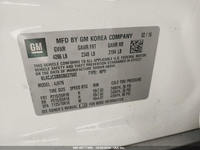 Buick Encore Leather 2016 KL4CJCSB8GB637592 Image 9