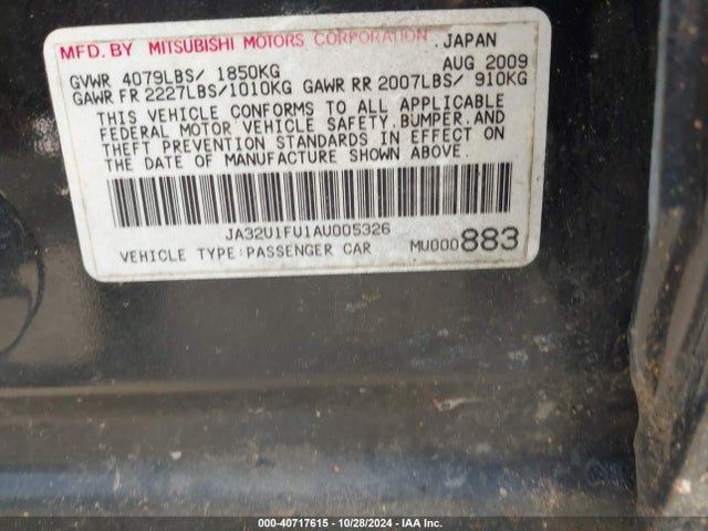 2010 MITSUBISHI LANCER JA32U1FU1AU005326 Photo 8