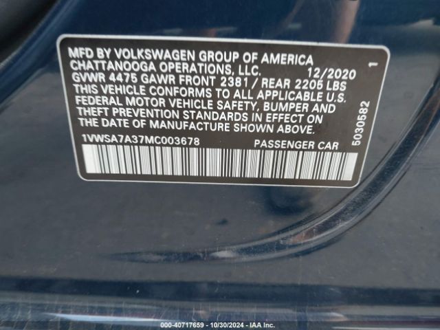 1VWSA7A37MC003678 Volkswagen Passat 2.0t Se