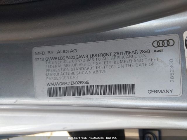 WAUWGAFC1EN026885 Audi A7 3.0t Premium Plus