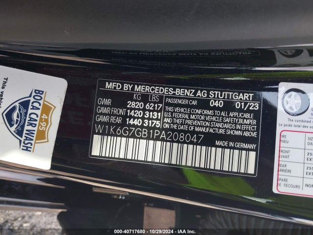W1K6G7GB1PA208047 Mercedes-Benz S 580 4matic