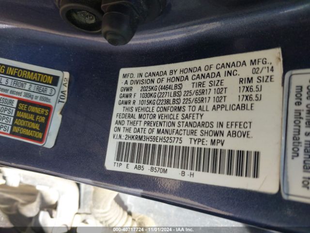 2HKRM3H59EH525775 Honda CR-V EX