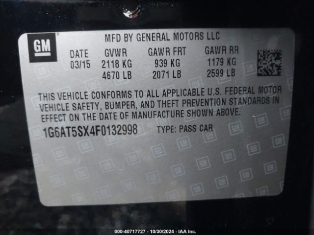 1G6AT5SX4F0132998 Cadillac Cts Premium