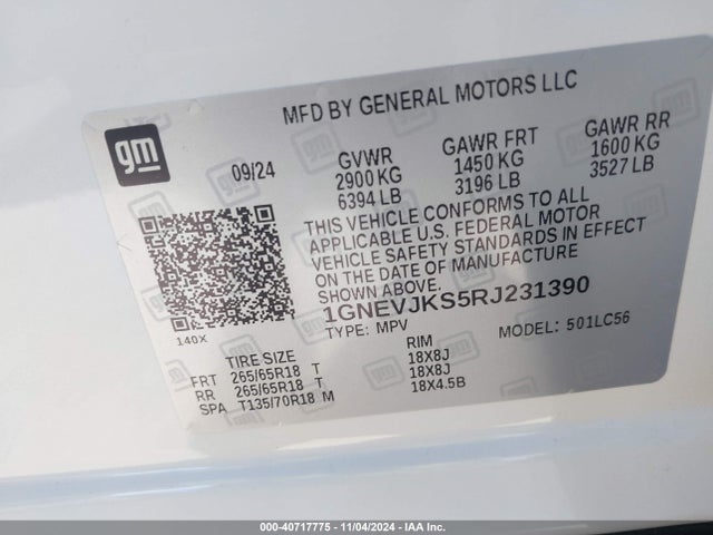 1GNEVJKS5RJ231390 Chevrolet Traverse Awd Z71