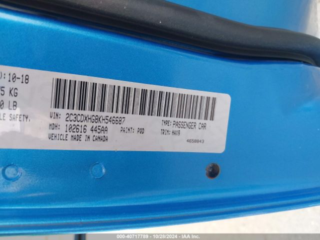 2C3CDXHG8KH546687 Dodge Charger Gt Rwd