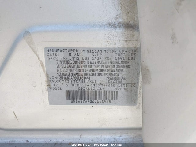 Nissan SENTRA SV 2016 3N1AB7AP0GL661448 Image 9