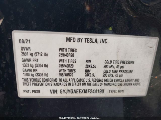 5YJYGAEEXMF244190 Tesla Model Y Long Range Dual Motor All-wheel Drive