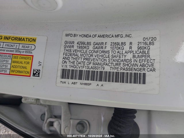 Honda ACCORD LX 2020 1HGCV1F13LA053179 Image 9