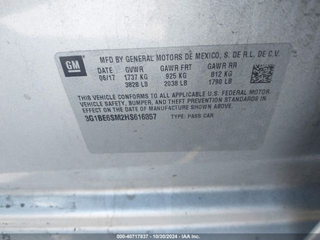 3G1BE6SM2HS616857 Chevrolet Cruze Lt Auto