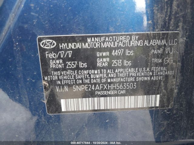 5NPE24AFXHH563503 Hyundai Sonata