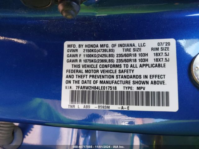 7FARW2H84LE017518 Honda Cr-v Awd Ex-l