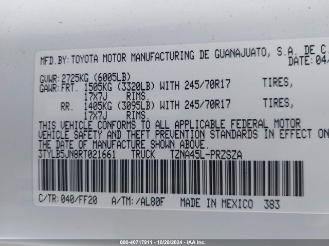 Toyota Tacoma Sr5 2024 3TYLB5JN8RT021661 Image 9
