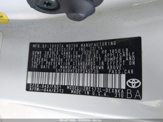 Toyota Corolla Le Plus 2015 5YFBURHE6FP245739 Image 9