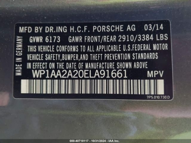 WP1AA2A20ELA91661 Porsche Cayenne
