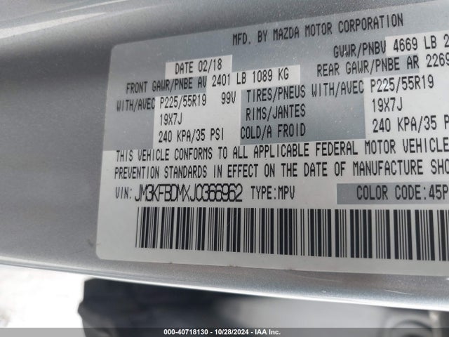 Mazda Cx-5 Grand Touring 2018 JM3KFBDMXJ0366962 Image 9