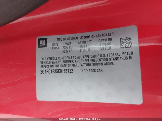 2G1FC1E35E9165722 Chevrolet Camaro 2lt
