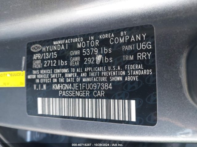 KMHGN4JE1FU097384 Hyundai Genesis 3.8