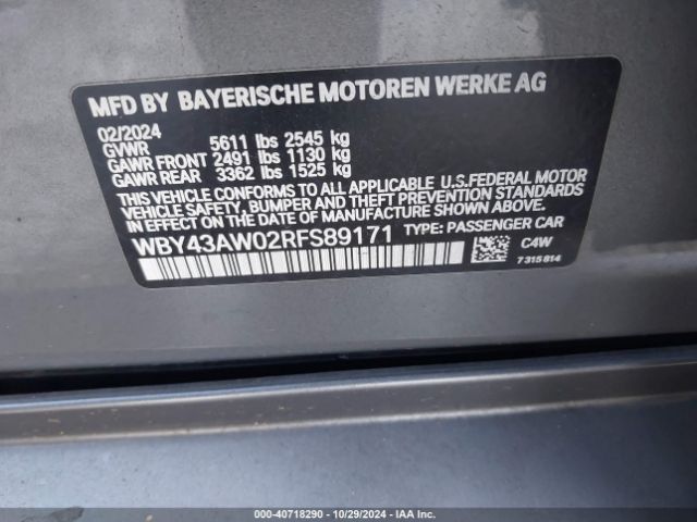 WBY43AW02RFS89171 BMW I4 Edrive35