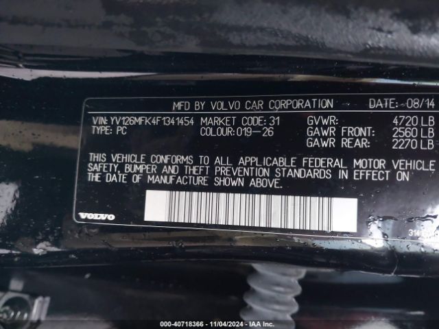 YV126MFK4F1341454 Volvo S60 T5 Drive-e Premier