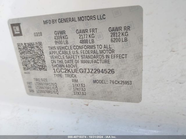 1GC2KUEG7JZ294526 Chevrolet Silverado 2500hd Wt
