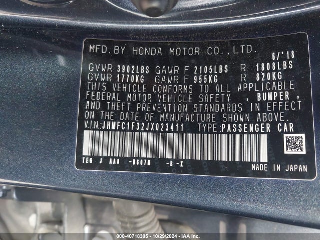 Honda Civic Ex-t 2018 JHMFC1F32JX023411 Image 9