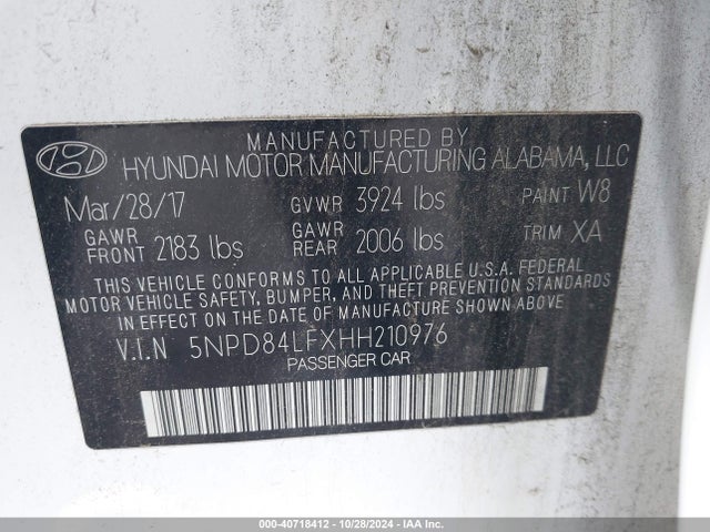 Hyundai Elantra Value Edition 2017 5NPD84LFXHH210976 Image 9