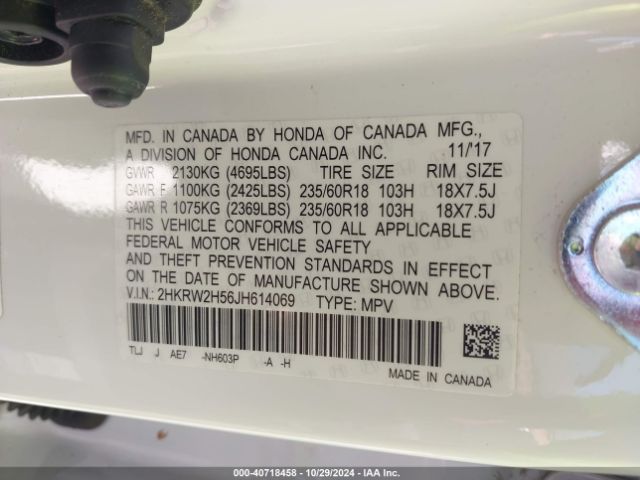 2HKRW2H56JH614069 Honda CR-V EX