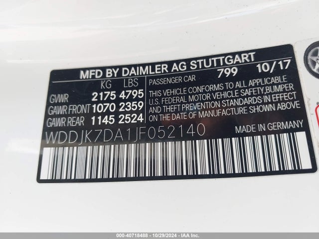 WDDJK7DA1JF052140 Mercedes-Benz SL 550
