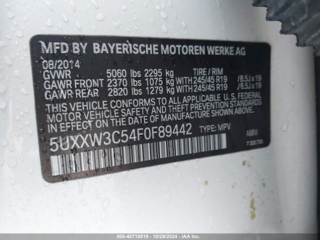 5UXXW3C54F0F89442 BMW X4 Xdrive28i