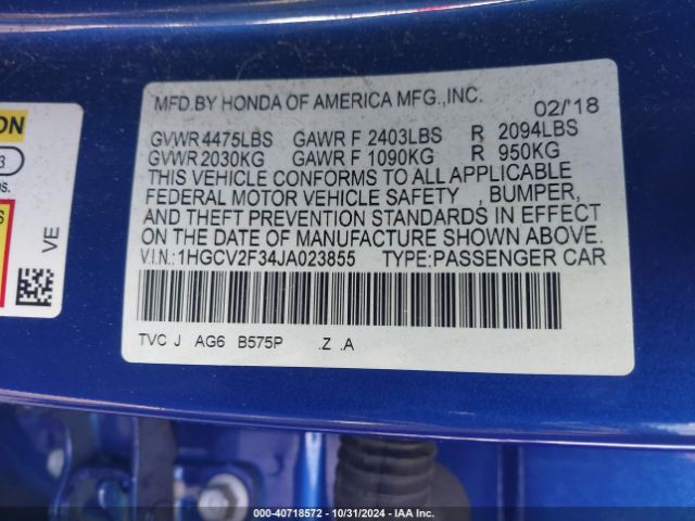 1HGCV2F34JA023855 Honda Accord Sport 2.0t