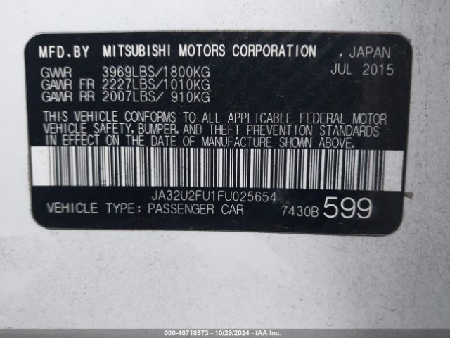 2015 MITSUBISHI LANCER JA32U2FU1FU025654 Photo 8