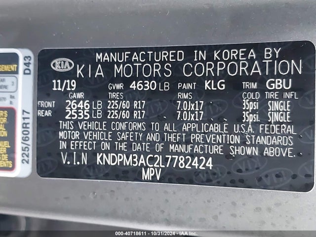 KIA Sportage Lx 2020 KNDPM3AC2L7782424 Image 9