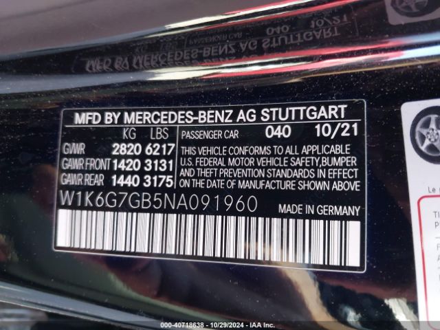 W1K6G7GB5NA091960 Mercedes-Benz S 580 4matic