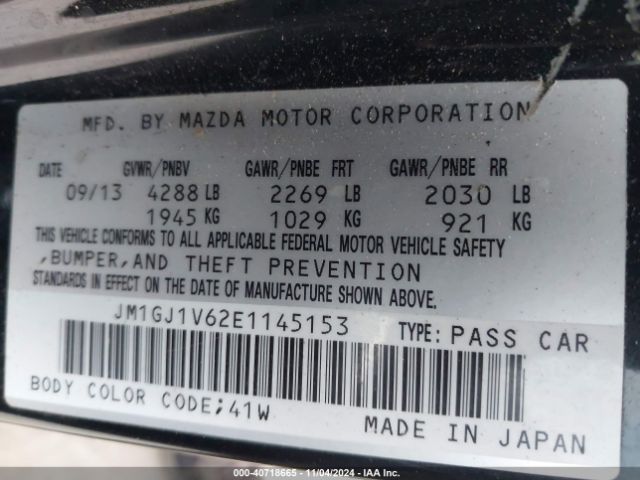 JM1GJ1V62E1145153 Mazda Mazda6 I Touring