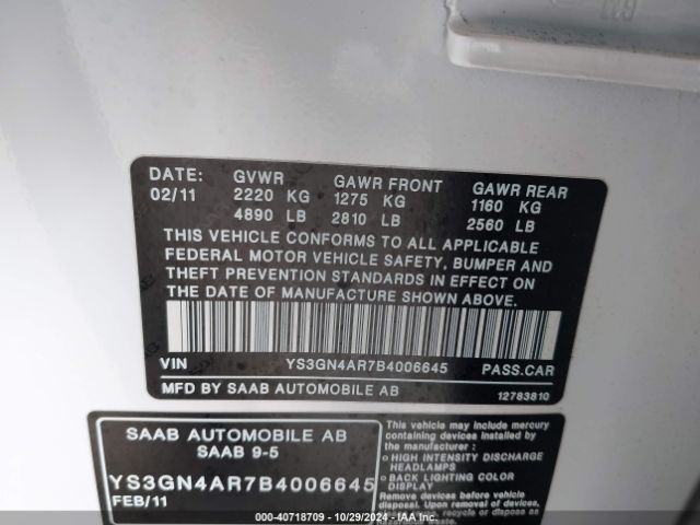 2011 SAAB 9-5 YS3GN4AR7B4006645 Photo 8