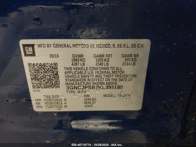 Chevrolet Trax Lt 2019 3GNCJPSB7KL395180 Image 9
