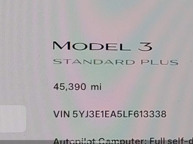 5YJ3E1EA5LF613338 Tesla Model 3 Standard Range Plus Rear-wheel Drive/standard Range Rear-wheel Drive