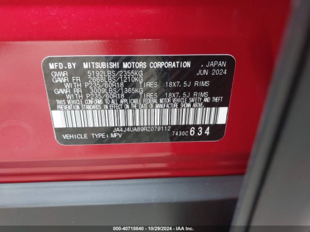 2024 MITSUBISHI OUTLANDER JA4J4UA89RZ079112 Photo 8