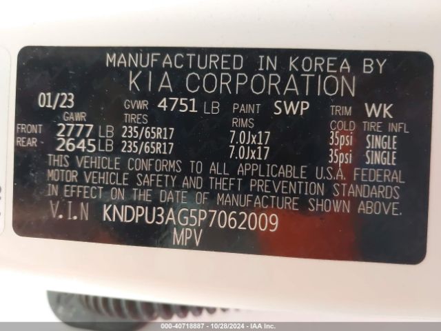KNDPU3AG5P7062009 KIA Sportage Hybrid Lx