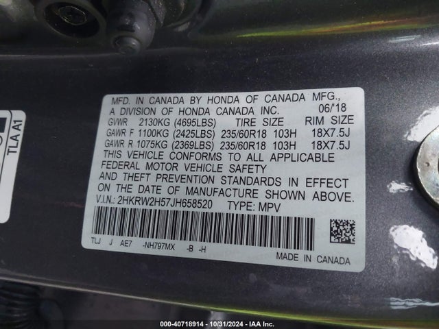 Honda CR-V EX 2018 2HKRW2H57JH658520 Image 9