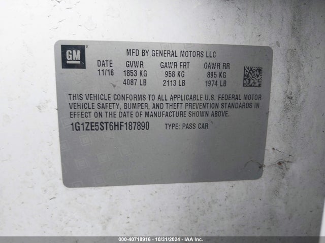 1G1ZE5ST6HF187890 Chevrolet MALIBU 1LT