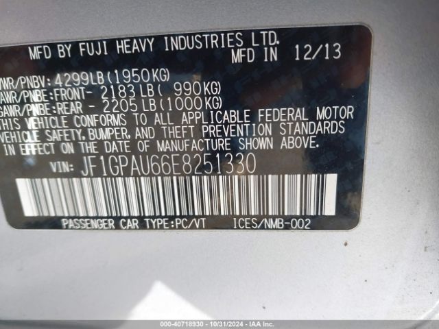 JF1GPAU66E8251330 Subaru Impreza 2.0i Sport Limited