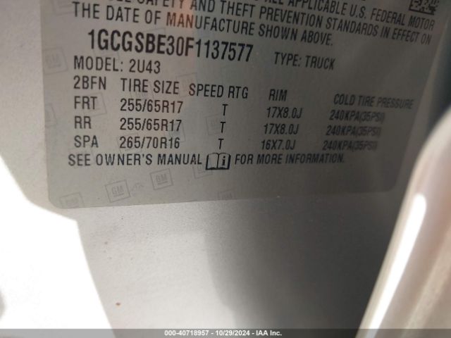 1GCGSBE30F1137577 Chevrolet Colorado Lt