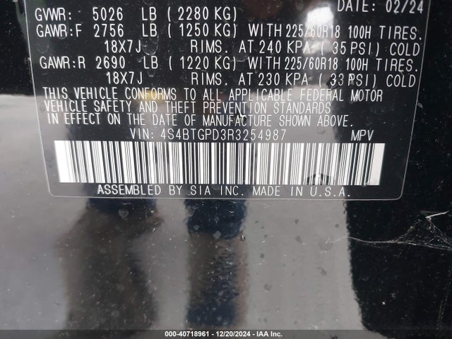 4S4BTGPD3R3254987 Subaru Outback Touring Xt